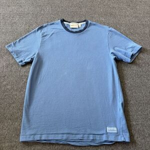 Scotch & Soda Shirt Mens Medium Blue Short Sleeve Crew Neck Preppy Cotton Blend